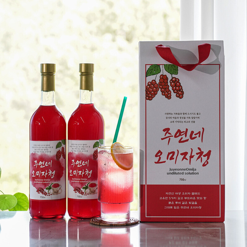 농업회사법인 향로봉오미자주식회사,(강원11) 수제 오미자청 750mL(2병) 원액 엑기스l[주연네 오미자]
