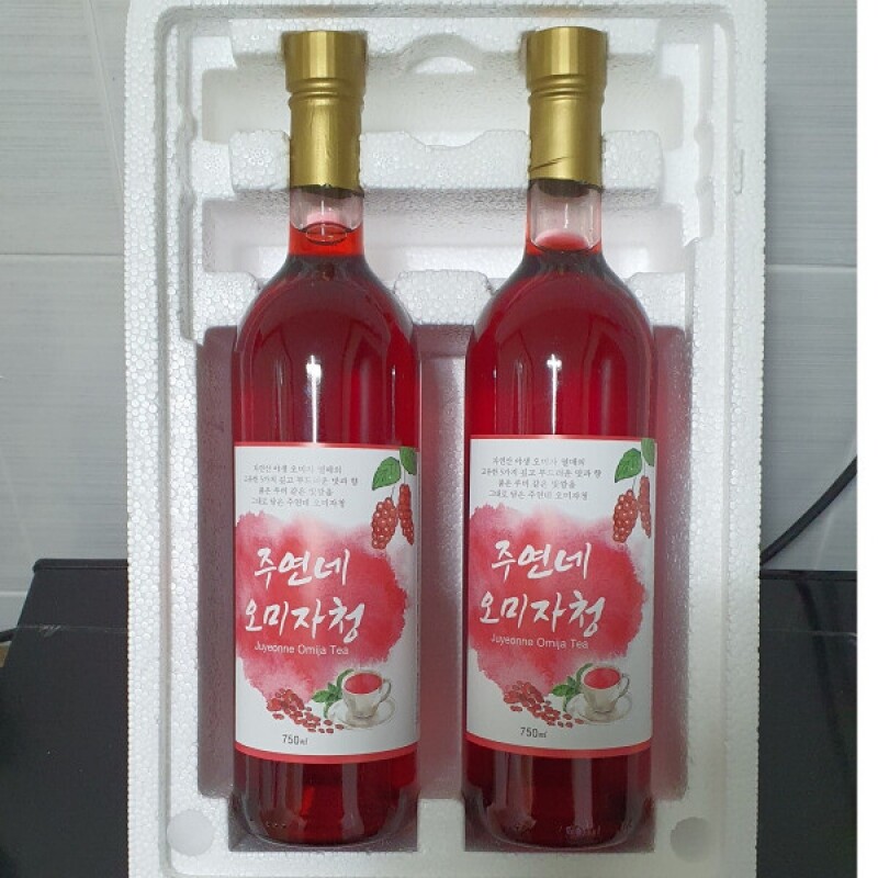 농업회사법인 향로봉오미자주식회사,(강원S) 수제 오미자청 750mL(2병) 원액 엑기스l[주연네 오미자]