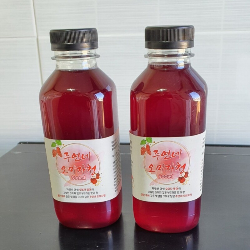 농업회사법인 향로봉오미자주식회사,(강원on)수제 오미자청 500ml 펫트병(2병) 오미자원액 오미자엑기스 오미자 [주연네 오미자]