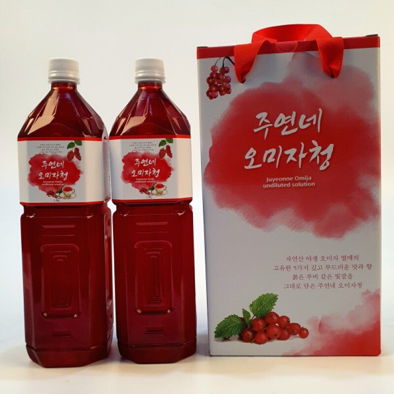 농업회사법인 향로봉오미자주식회사,(강원11) 수제 오미자청 1.5 L(2병) 원액 엑기스 [주연네 오미자]